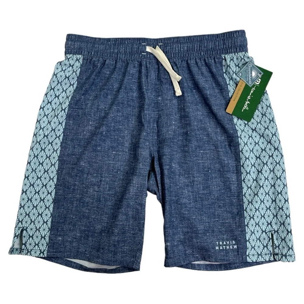 NWT Travis Mathew Locksmith 7” Boardshorts size Small in Heather Blue